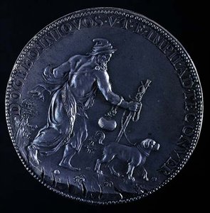Baksidan av medaljongen föreställande Michelangelo Buonarroti (1475-1564), 1561 (silver) (se 98877 för framsidan)
